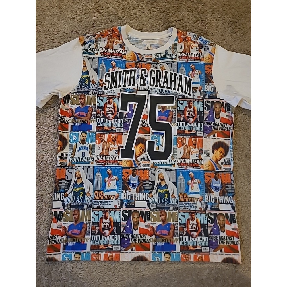 Smith & Graham Y2K NBA Graphic Print Tshirt, Kobe Bryant, Tim Duncan, Lebron Etc